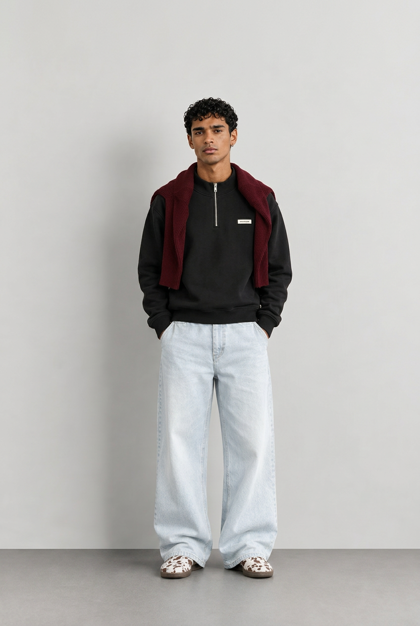 RELAXED FIT DİK YAKA FERMUARLI
SWEATSHİRT