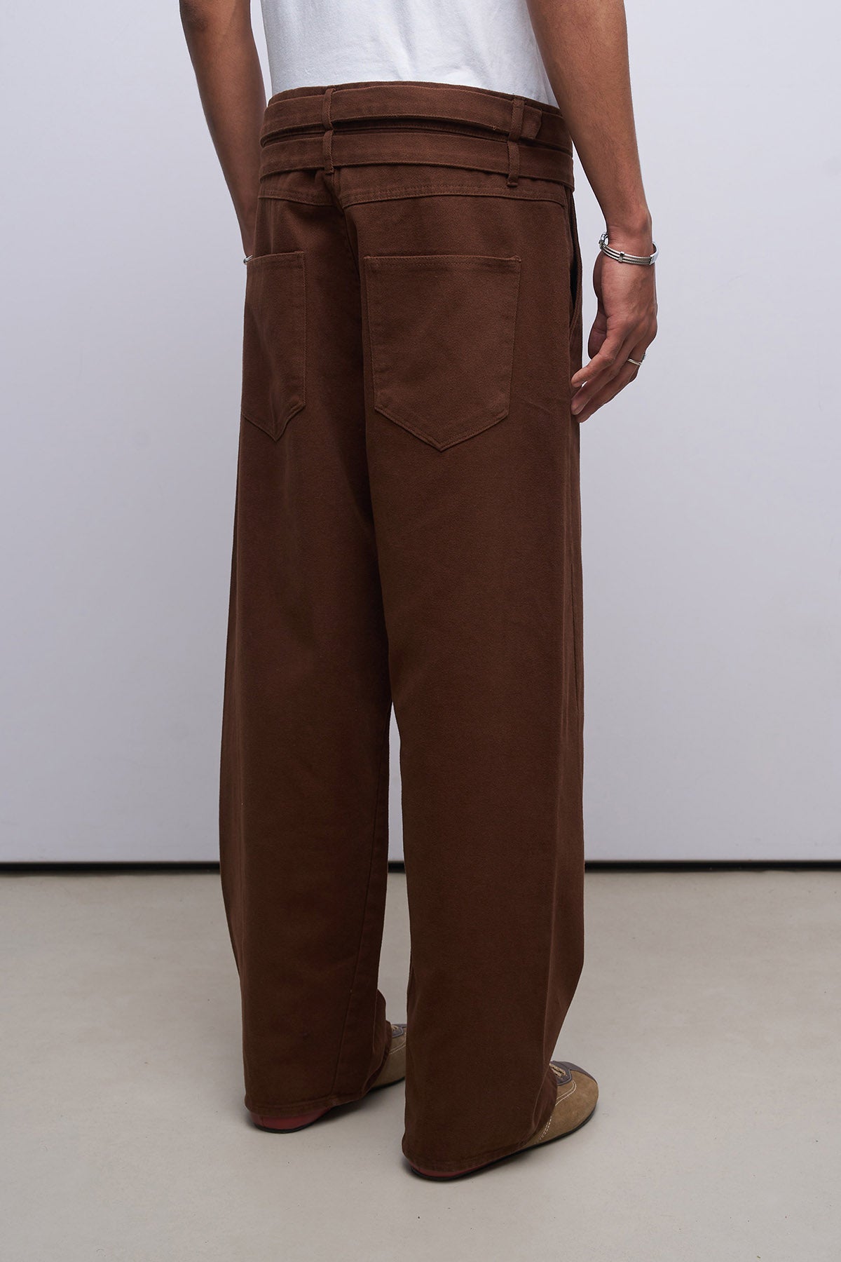 Baggy Çift Kemer Detaylı Pantolon