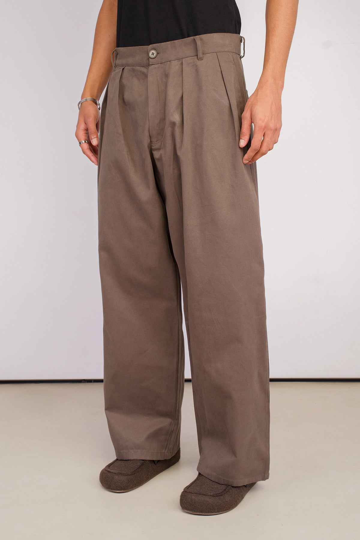 BAGGY PİLELİ GABARDİN PANTOLON