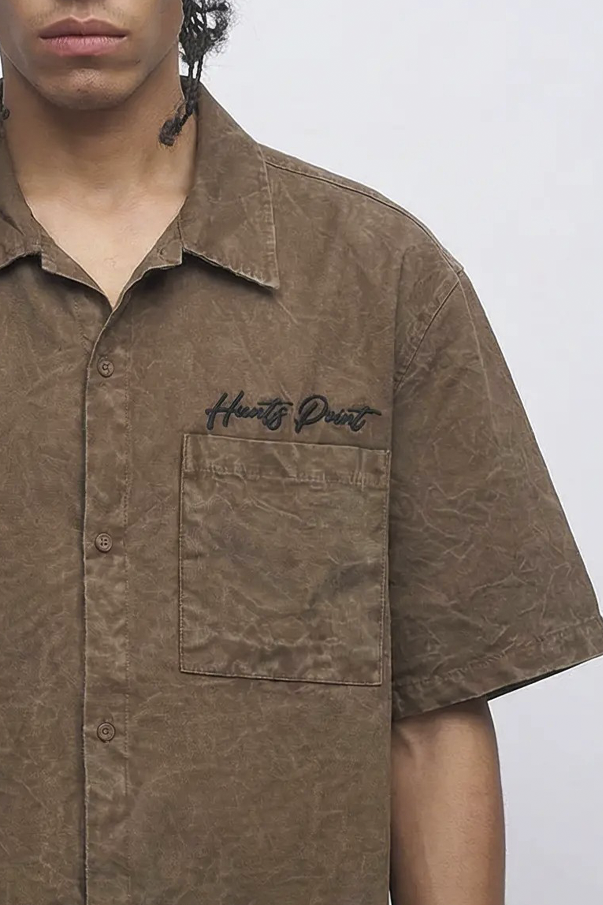 Boxy Fit Yıkamalı Canvas Gömlek