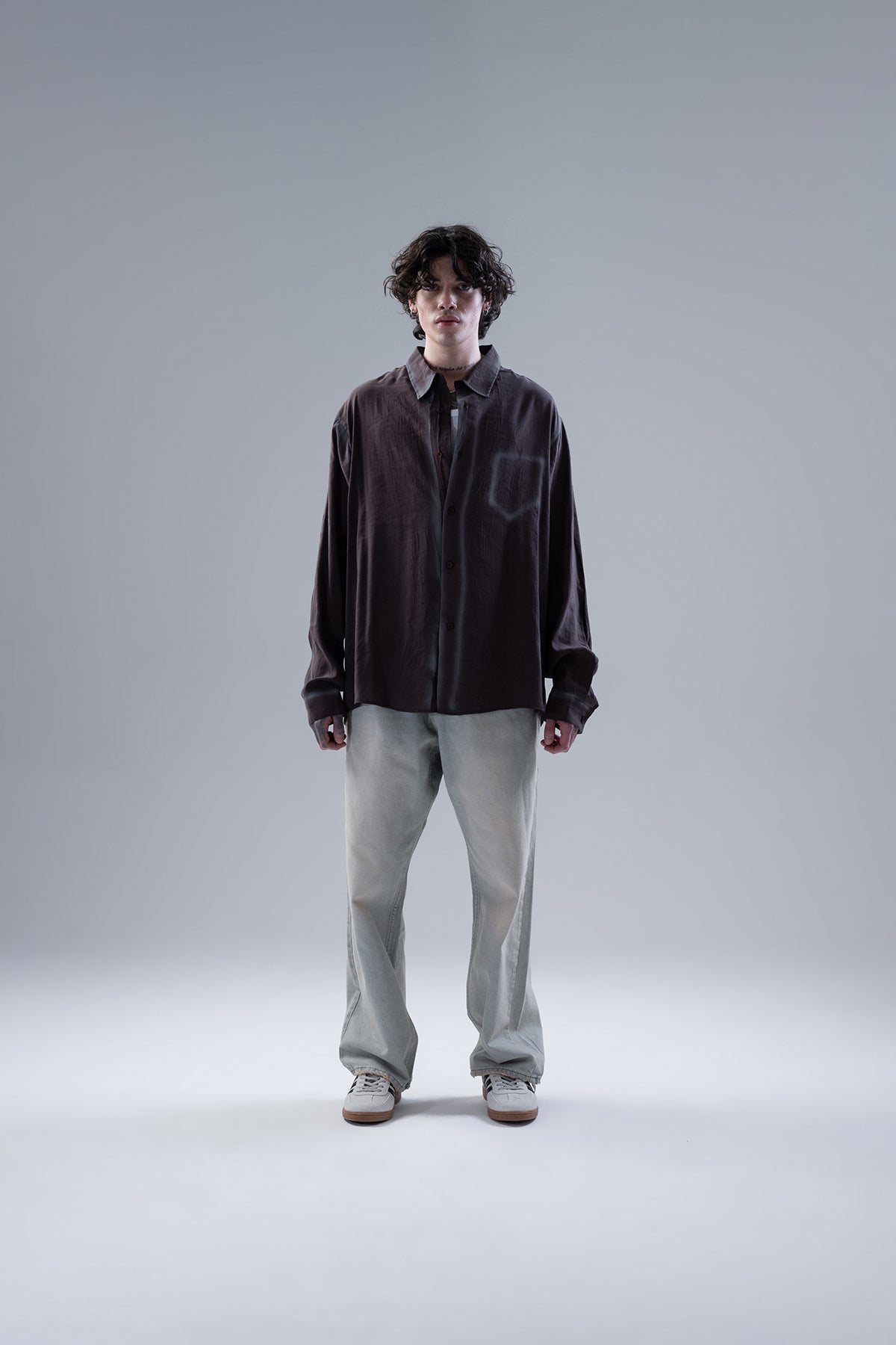 Oversize Sprey Efektli Modal Gömlek