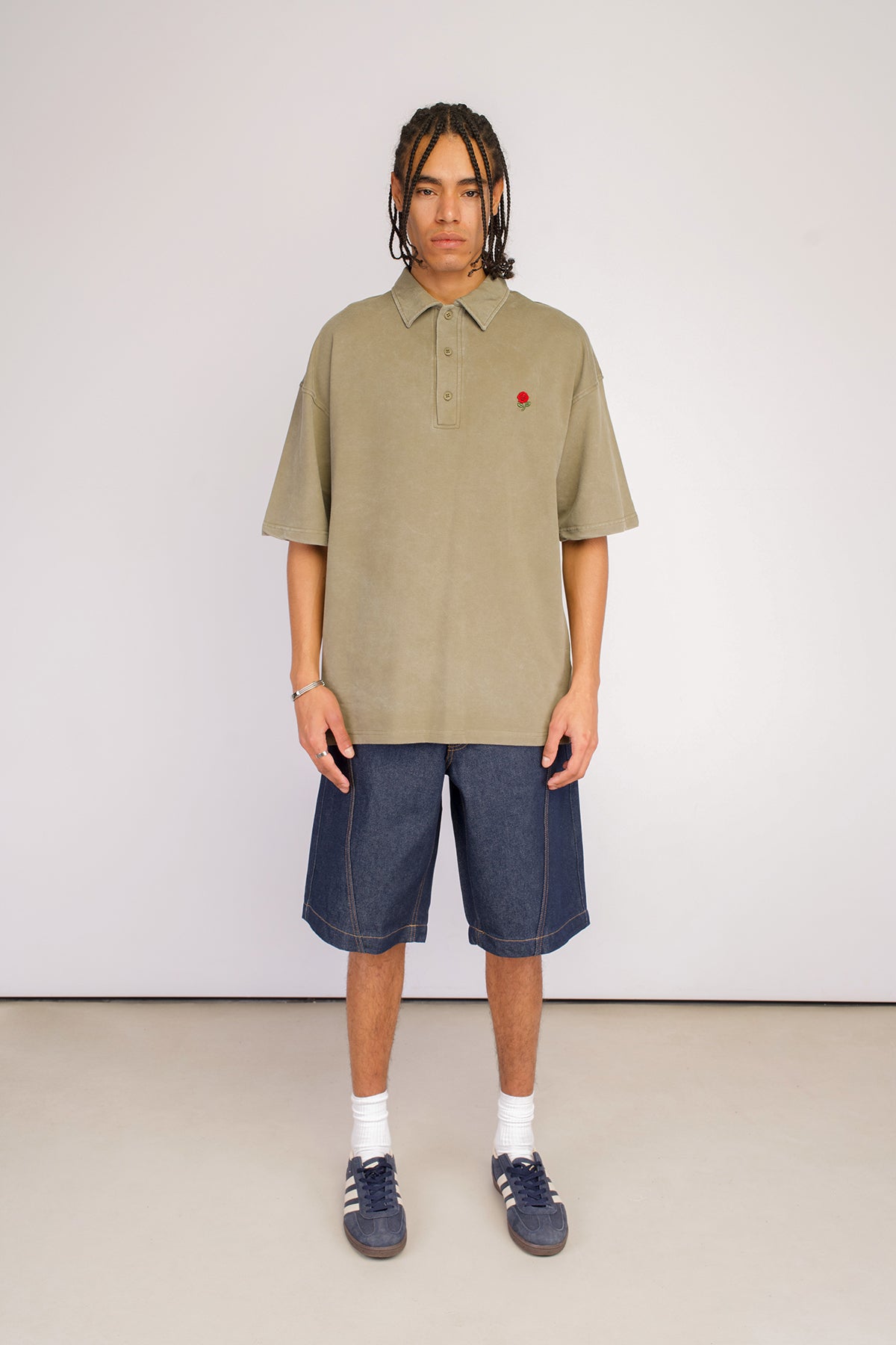 Relaxed Fit Polo Yaka Yıkamalı Tişört