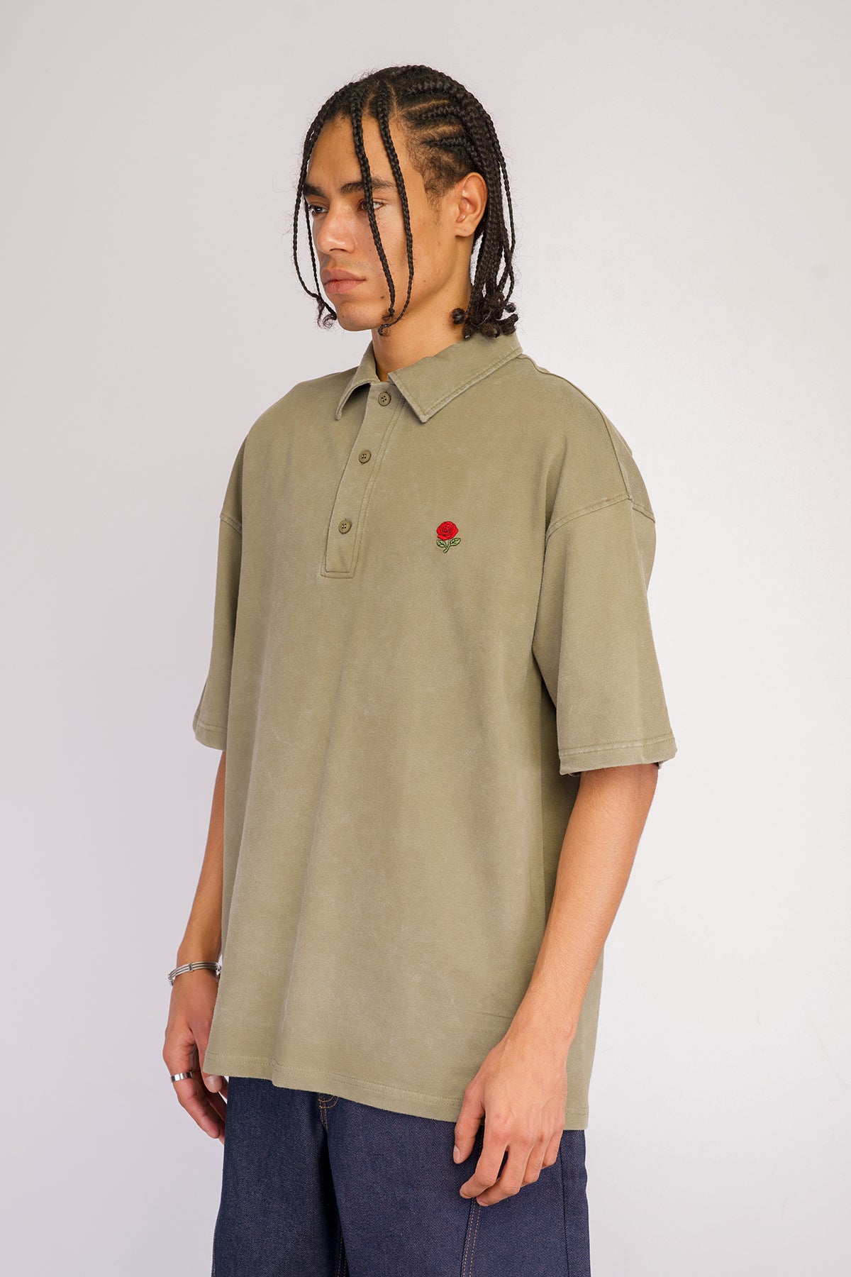 Relaxed Fit Polo Yaka Yıkamalı Tişört