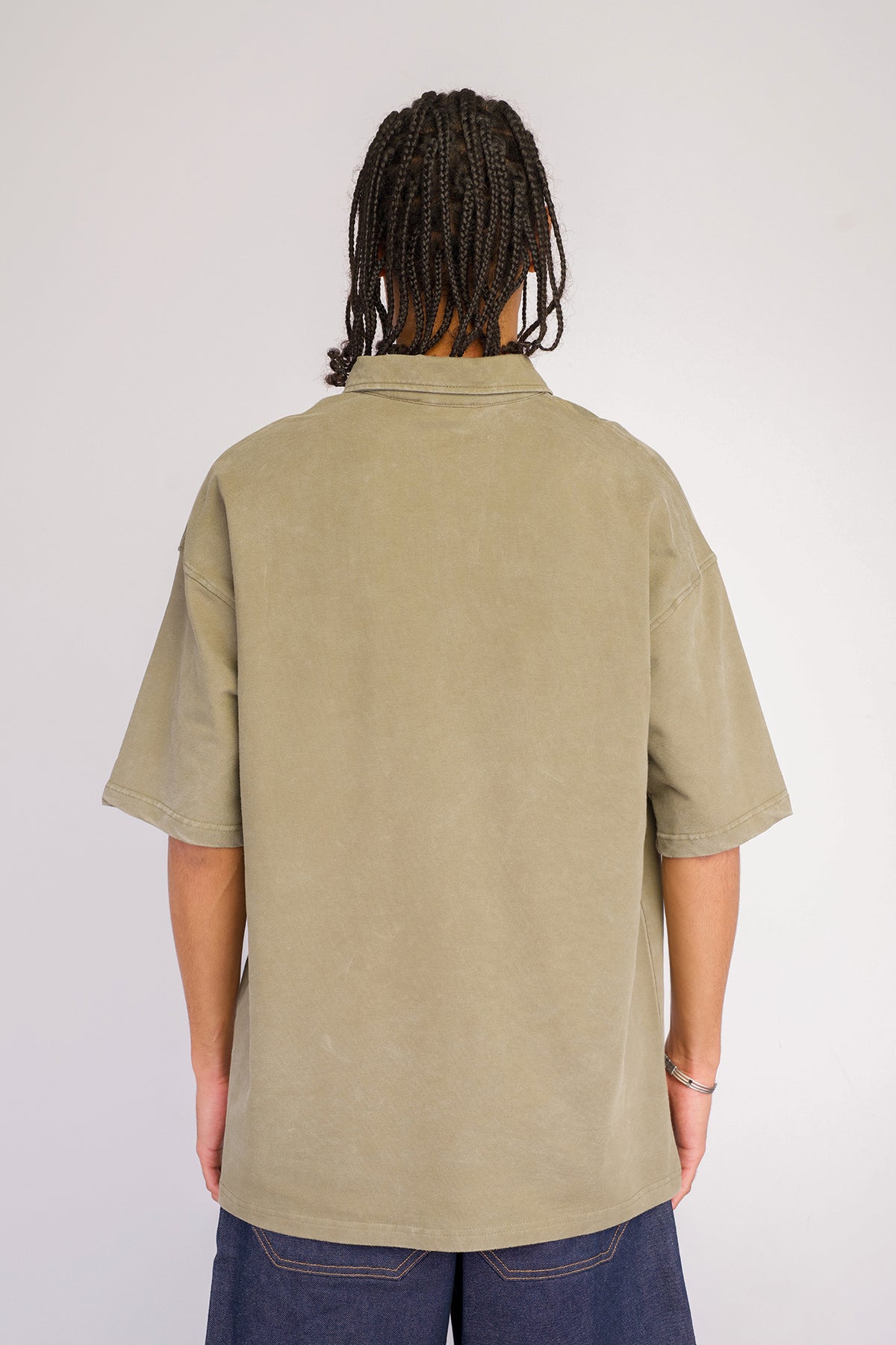 Relaxed Fit Polo Yaka Yıkamalı Tişört