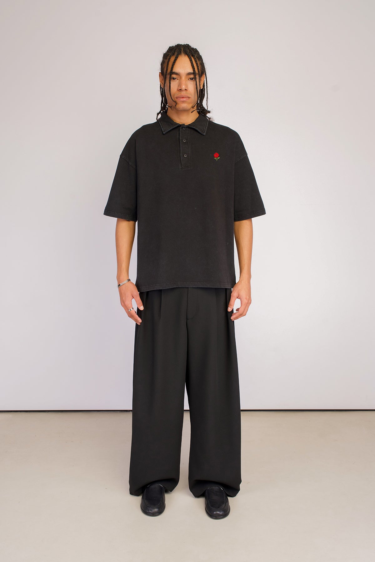 Relaxed Fit Polo Yaka Yıkamalı Tişört