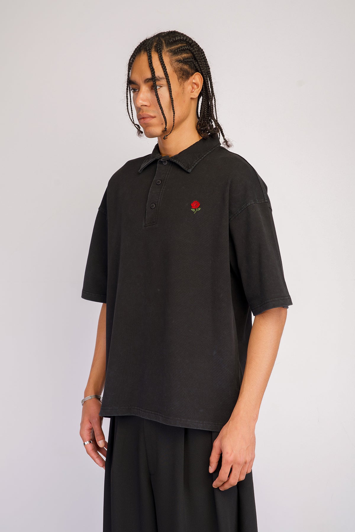 Relaxed Fit Polo Yaka Yıkamalı Tişört