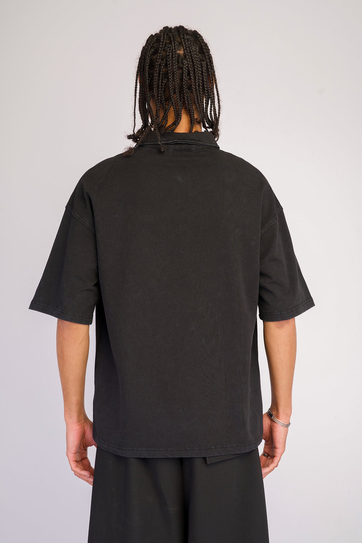 Relaxed Fit Polo Yaka Yıkamalı Tişört