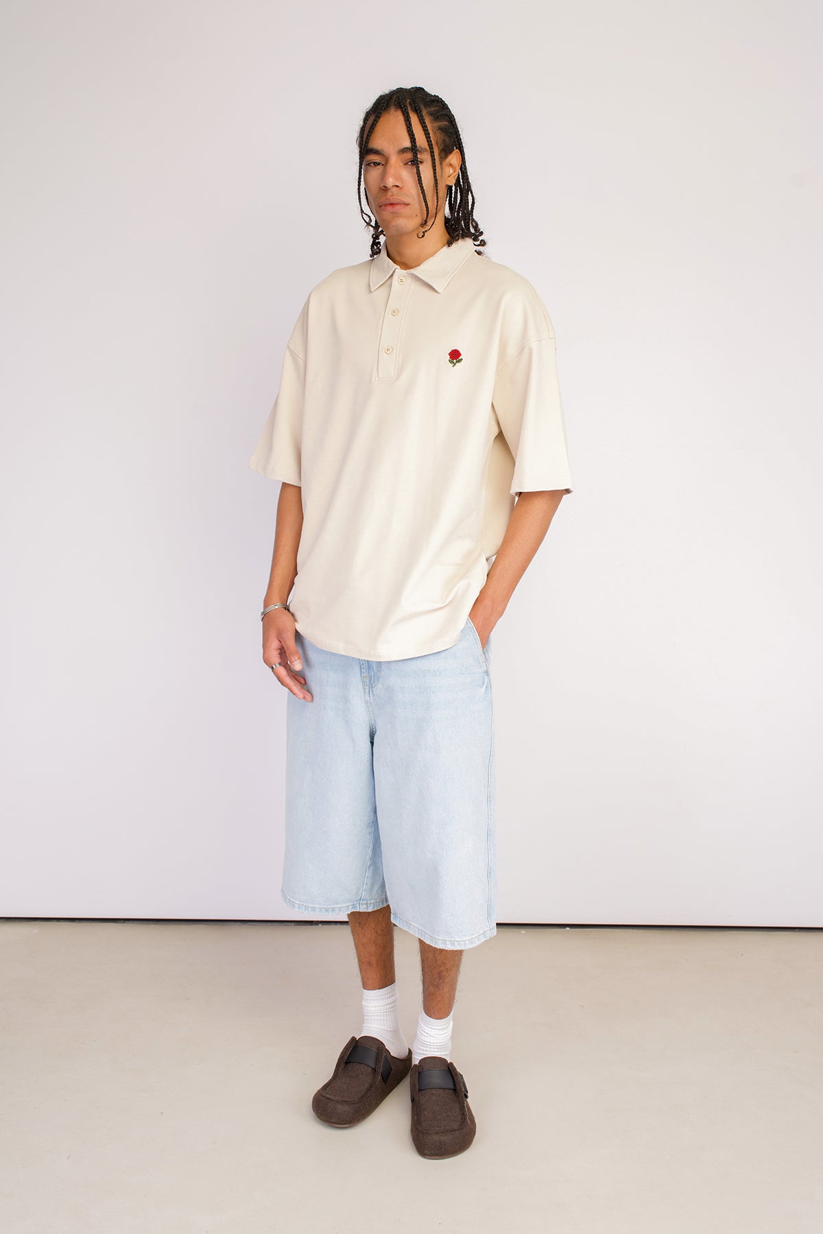 Relaxed Fit Polo Yaka Yıkamalı Tişört