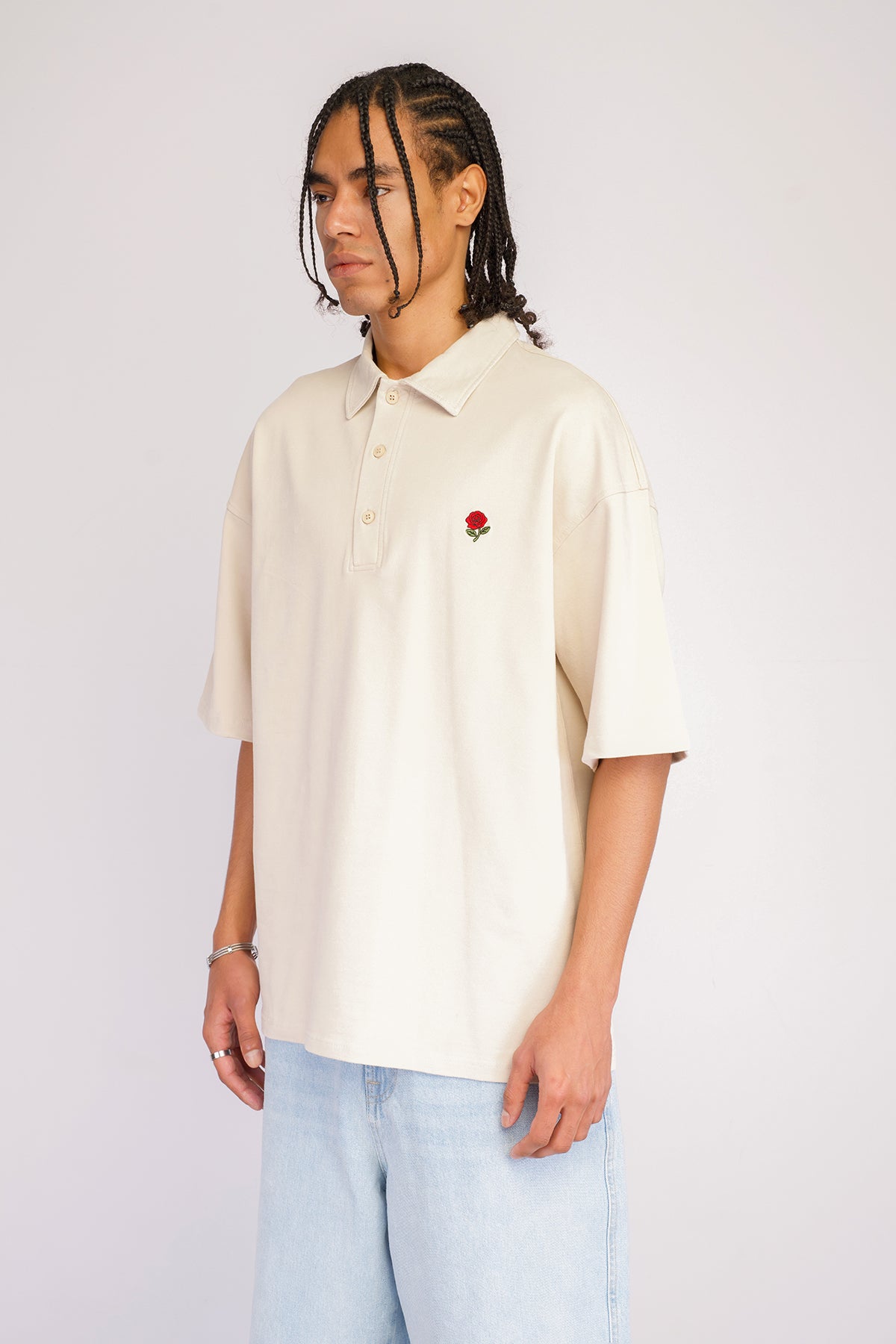 Relaxed Fit Polo Yaka Yıkamalı Tişört