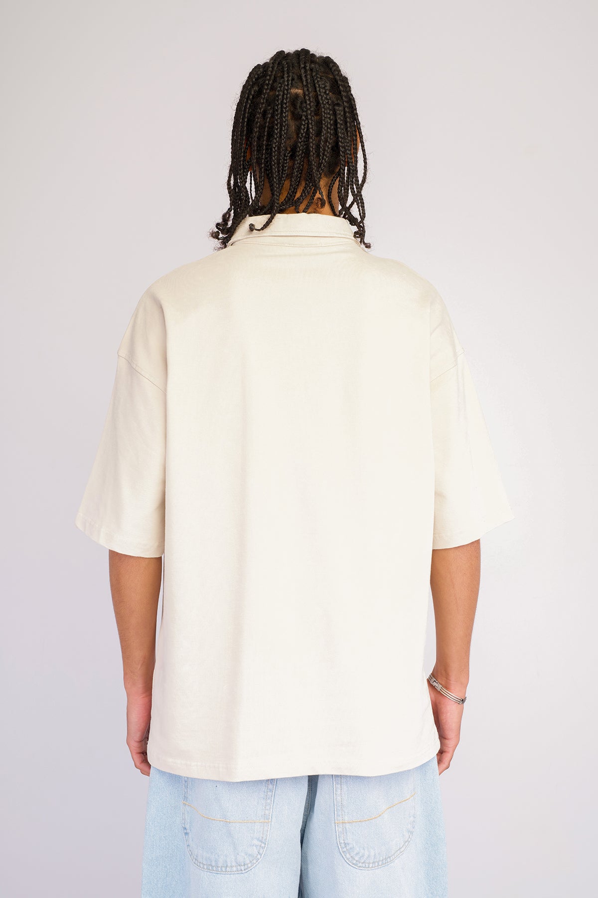 Relaxed Fit Polo Yaka Yıkamalı Tişört