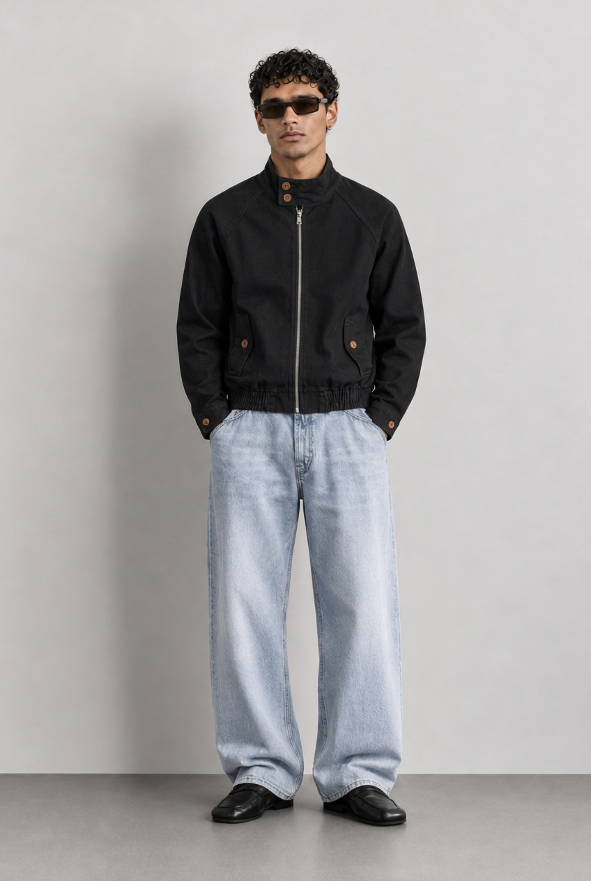Denim ceket için tam boy görsel düzenlemesi