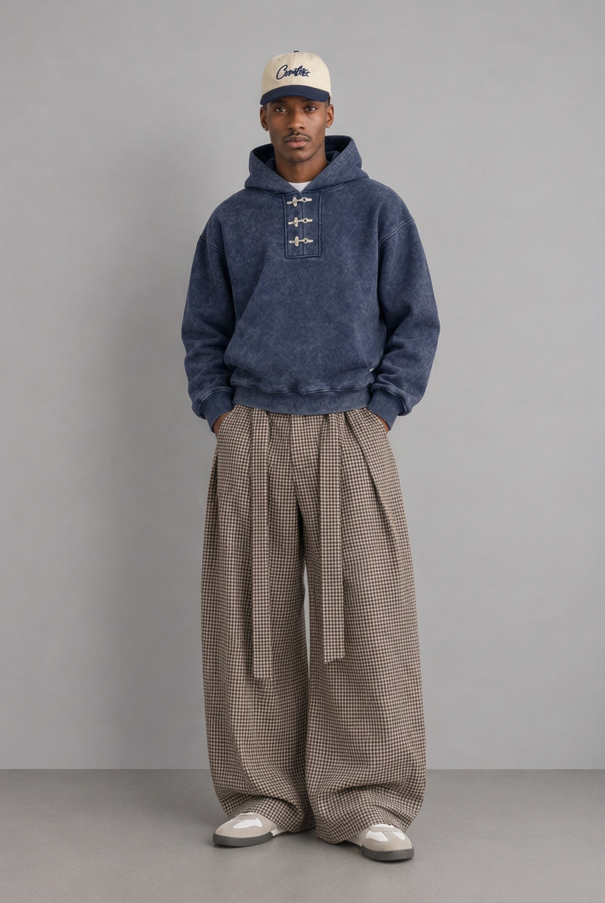 Yıkamalı Klips Detaylı Kapüşonlu Hoodie, tam boy dikey görsel