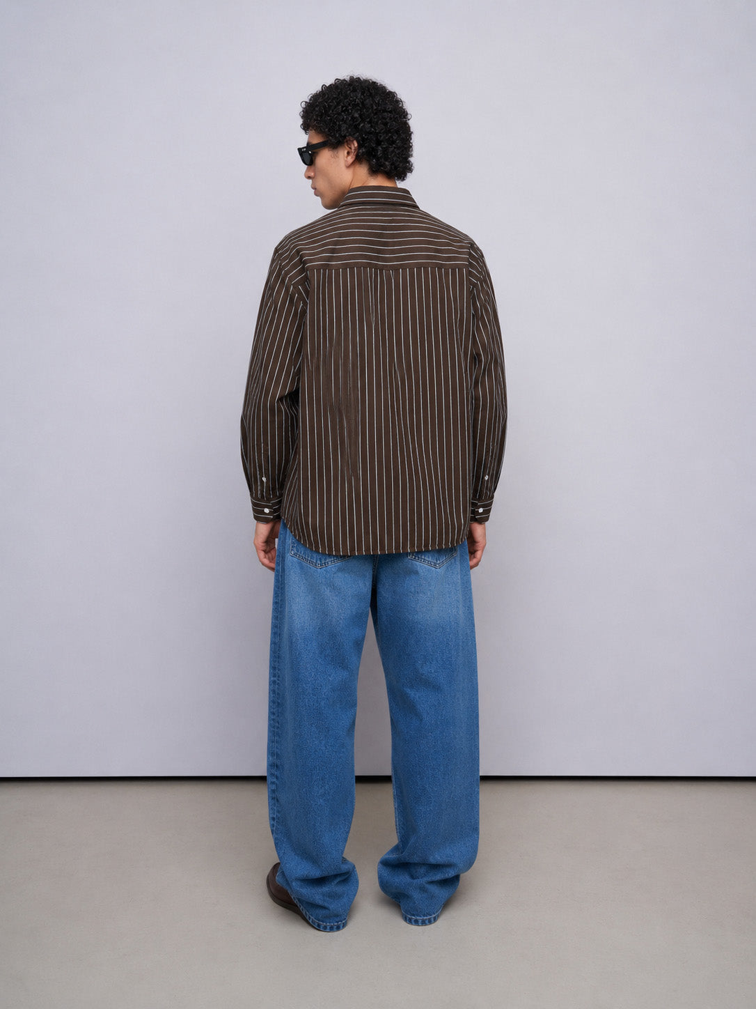 Oversize İnce Çizgili Gömlek