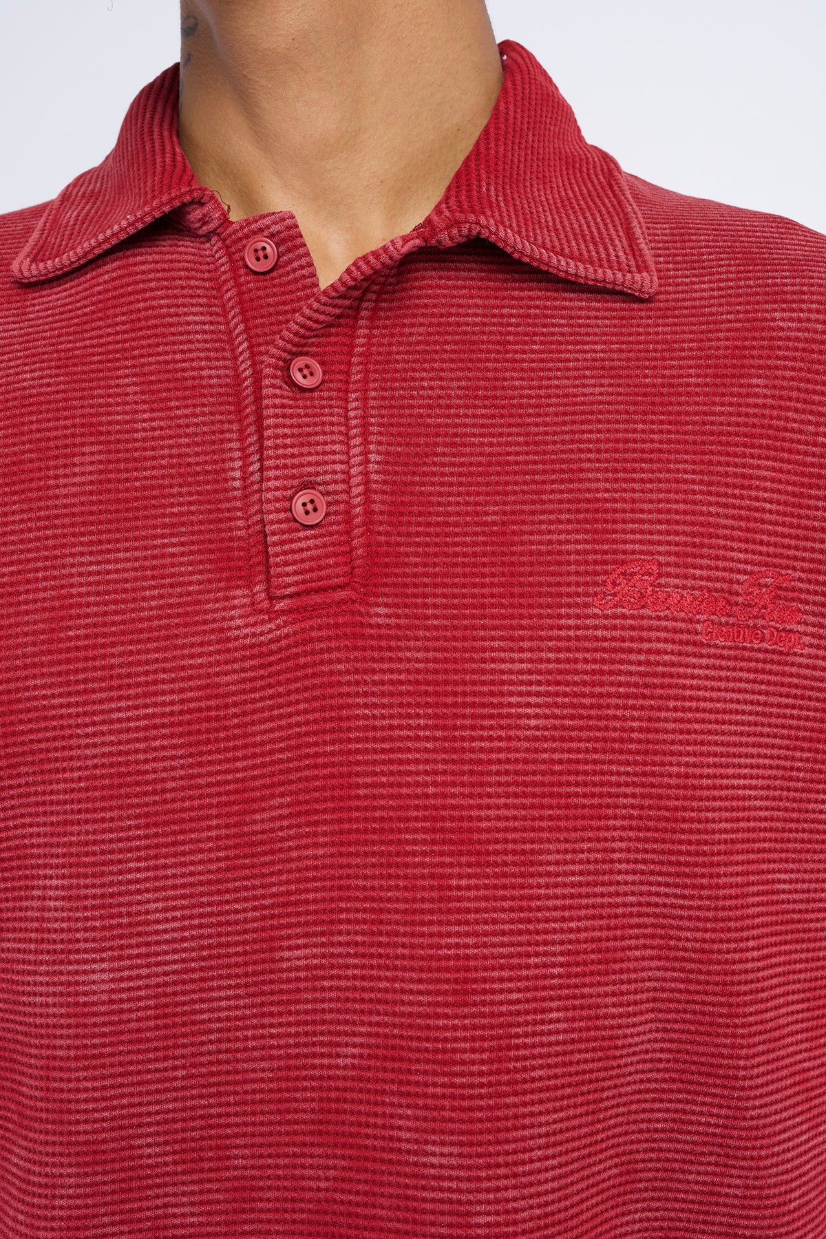 WAFFLE POLO YAKA OVERSIZE SWEATSHIRT