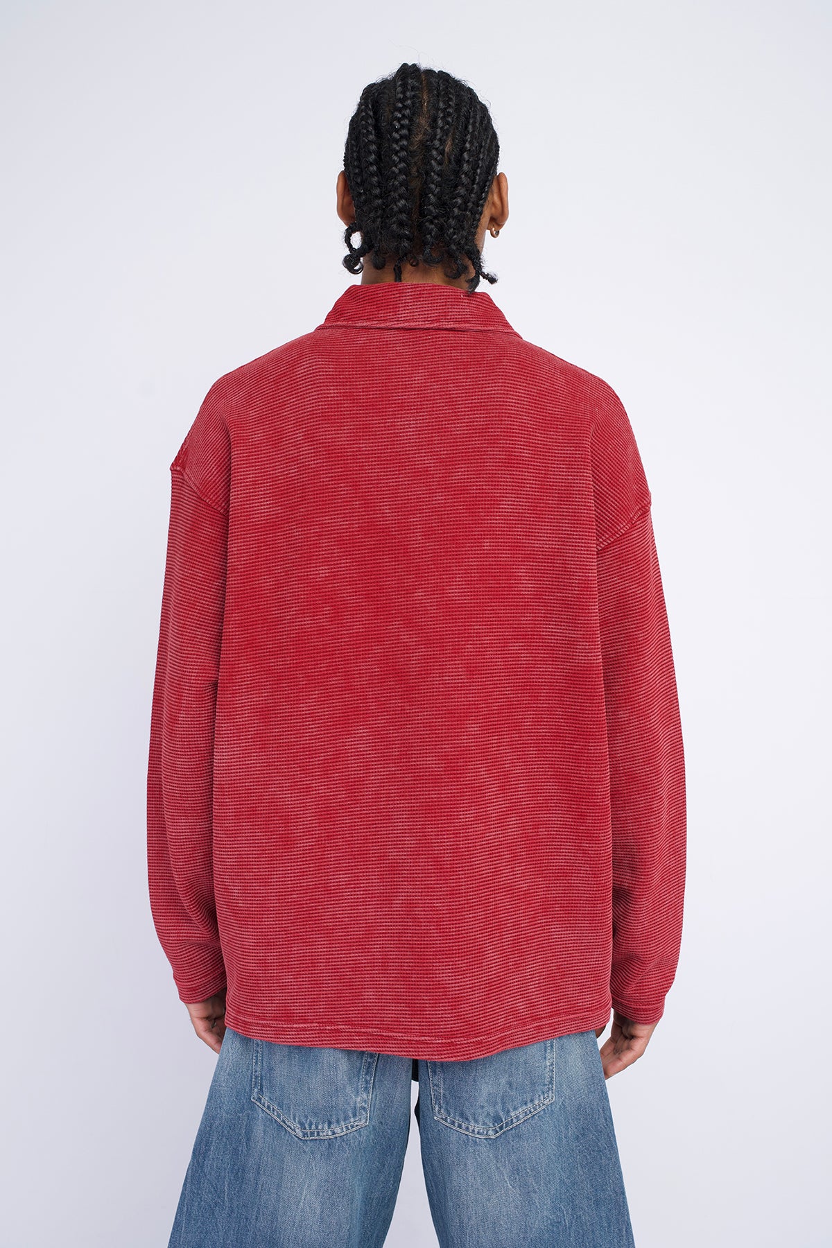 WAFFLE POLO YAKA OVERSIZE SWEATSHIRT