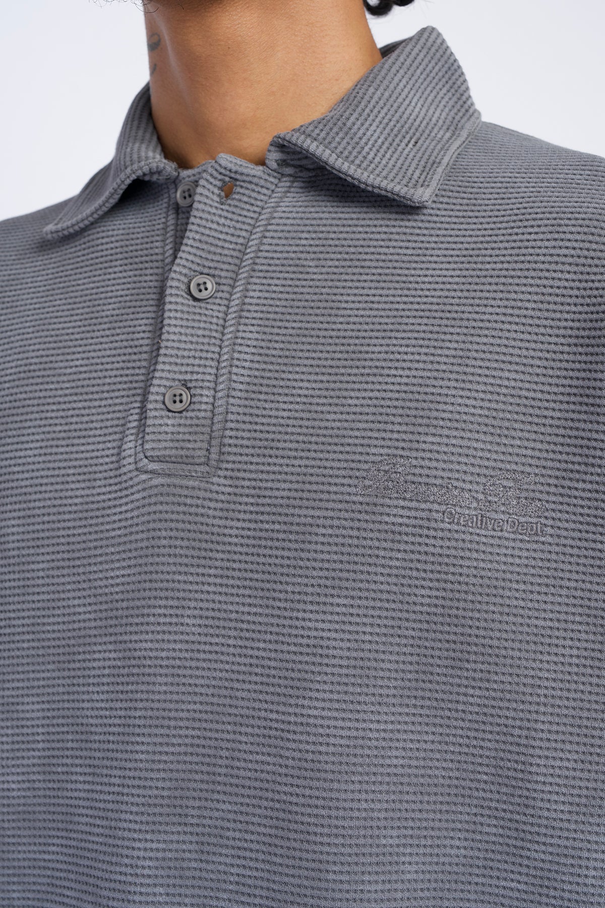WAFFLE POLO YAKA OVERSIZE SWEATSHIRT