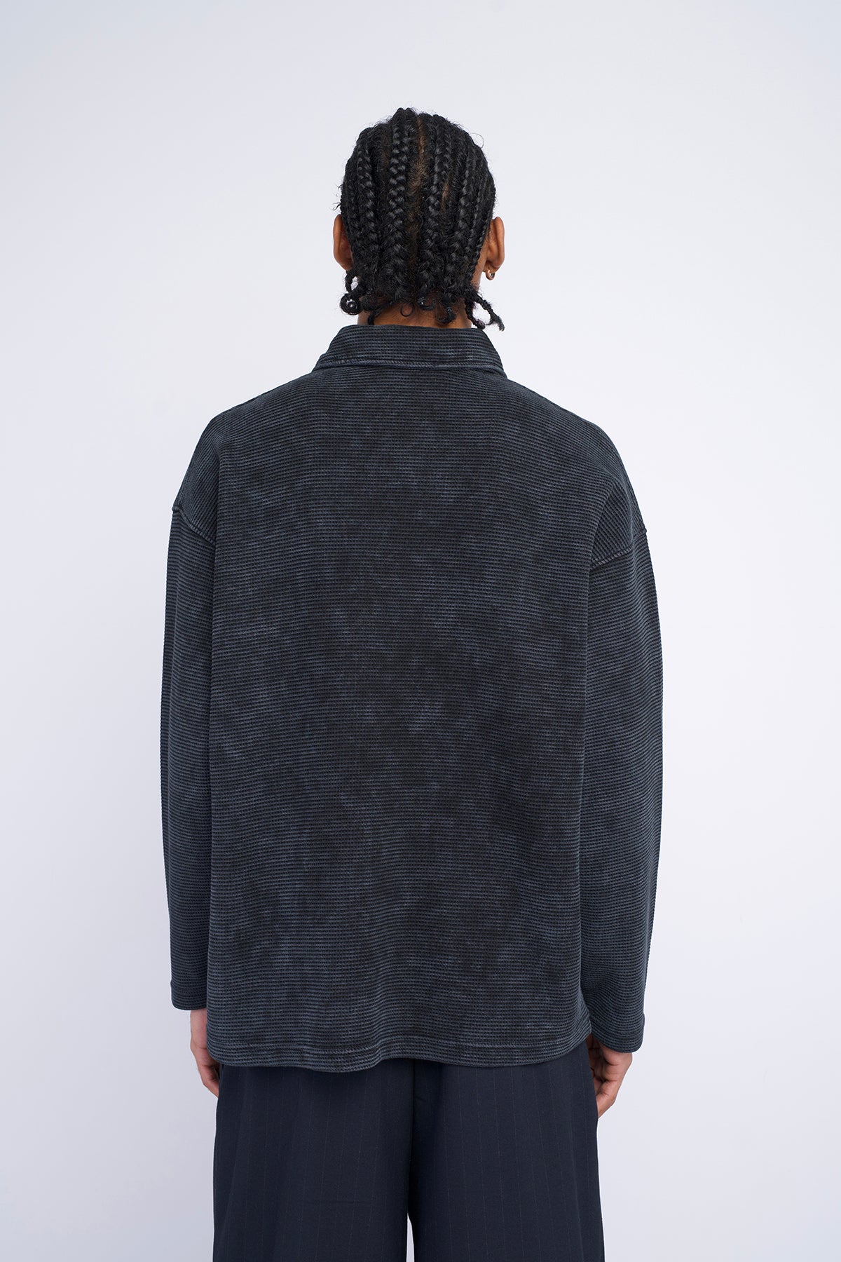 WAFFLE POLO YAKA OVERSIZE SWEATSHIRT